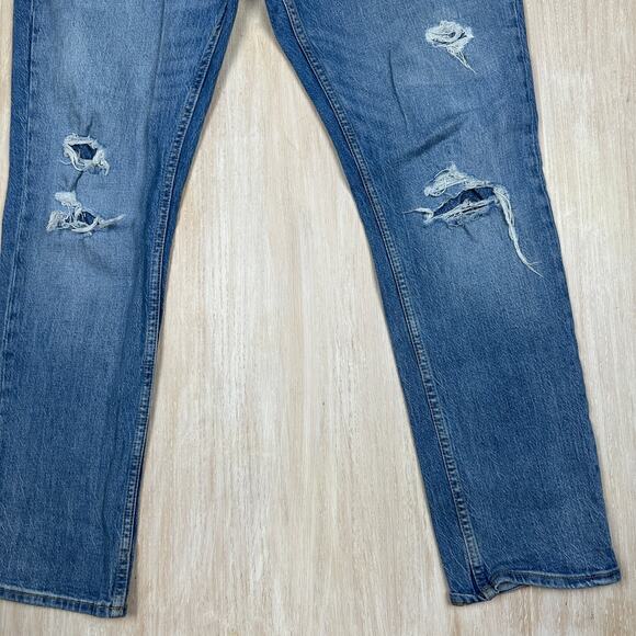 Old Navy Skinny Built In Flex Distressed Patch Medium Denim Jeans Men's 38X32 - Picture 4 of 14